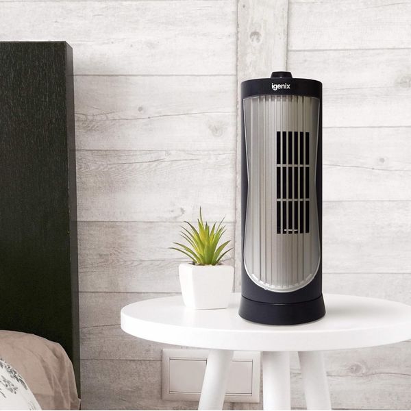 Igenix Mini Tower Fan, Oscillating, 12 Inch, Black