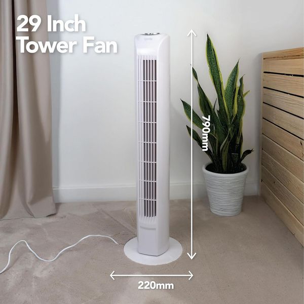 Igenix Tower Fan, Oscillating, 7.5 Hour Timer, 29 Inch, White