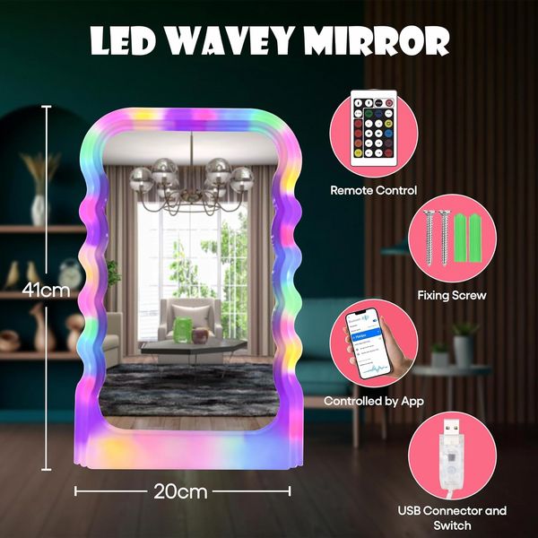 LED Wave Mirror With Remote