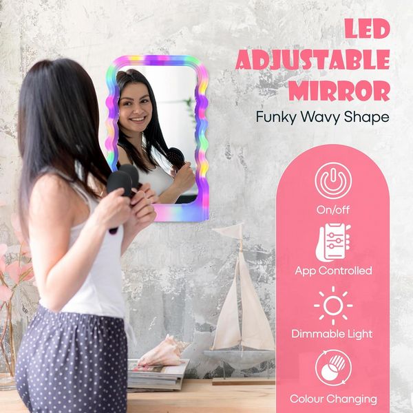 LED Wave Mirror With Remote