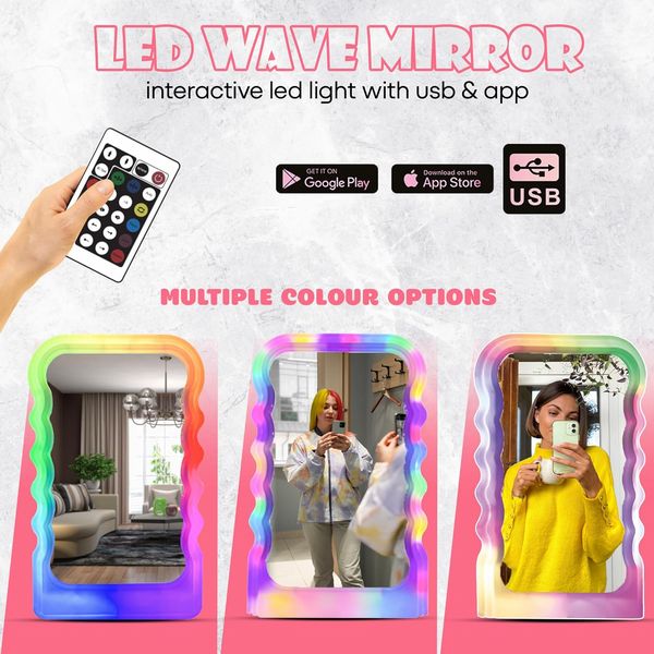 LED Wave Mirror With Remote