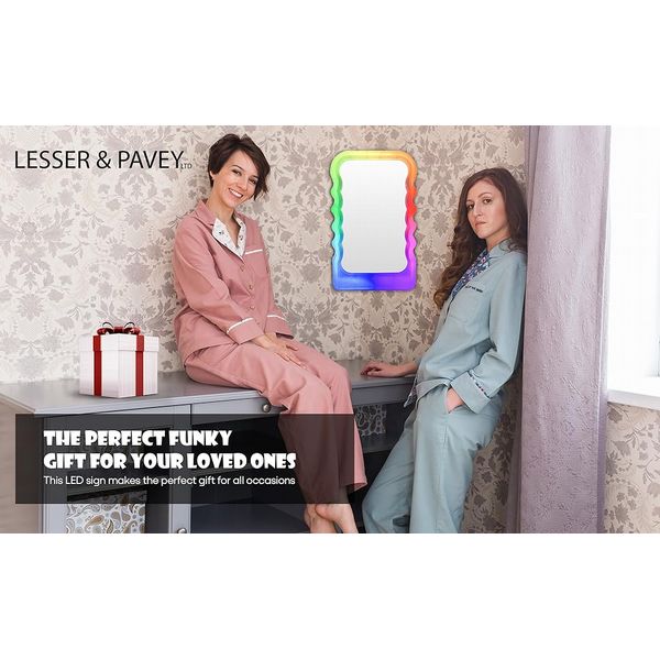 LED Wave Mirror With Remote