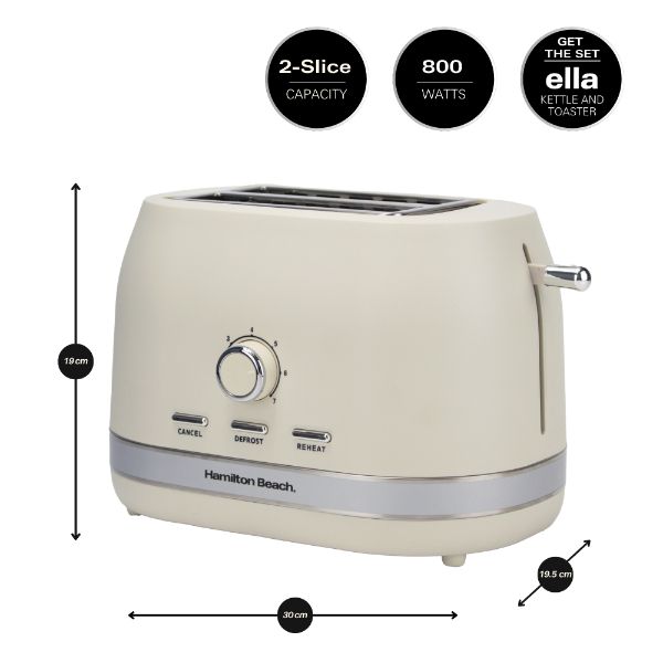 Hamilton Beach Ella Kettle & 2 Slice Toaster Bundle Latte