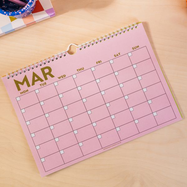 A4 Undated Monthly Calendar | Colourburst | Start any month