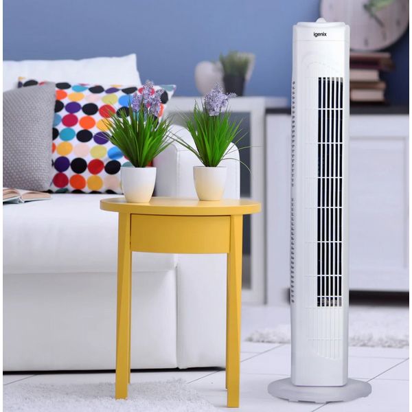 Igenix Tower Fan, Oscillating, 29 Inch, 3 Speeds, White