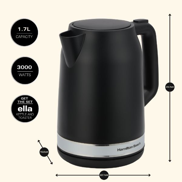 Hamilton Beach Ella Kettle & 2 Slice Toaster Bundle Black