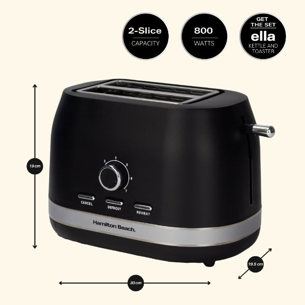 Hamilton Beach Ella Kettle & 2 Slice Toaster Bundle Black