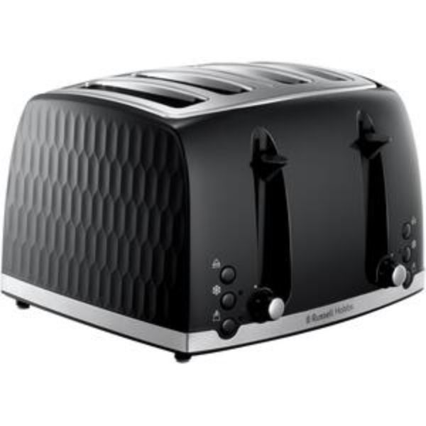 Russell Hobbs Honeycomb Breakfast Bundle Black - Kettle & 4 Slice
