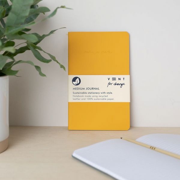 Make a Mark Medium Recycled Leather Journal - Yellow