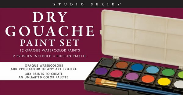 Peter Pauper Studio Series Dry Gouache Paint Set (12 Opaque Watercolor Paints)