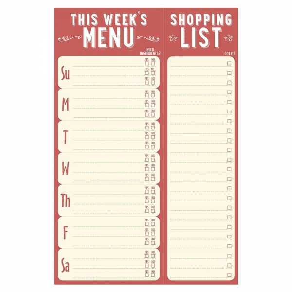 Peter Pauper Note Pad This Week'S Menu