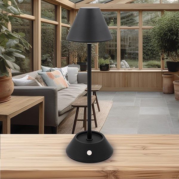 Leonardo Touch Lamp Tall Black Cone