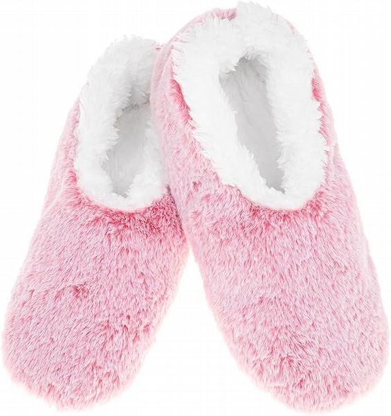 Snoozies! Frosty Faux Fur Slippers Non-Slip Soles Pink