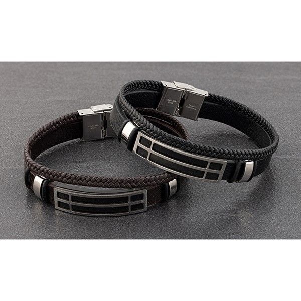 Equilibrium EQ For Men Double Leather Bracelet Brown