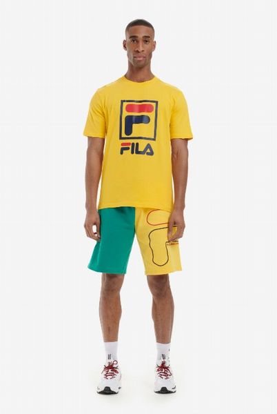 FILA MENS - JACK - STACKED LOGO TEE - FREEISA/PEACOAT/CHI RED - Small