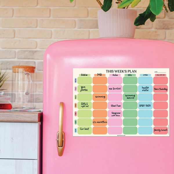 Large A3 Weekly Family Planner | Citrus Splash | Fridge Magnet Planner