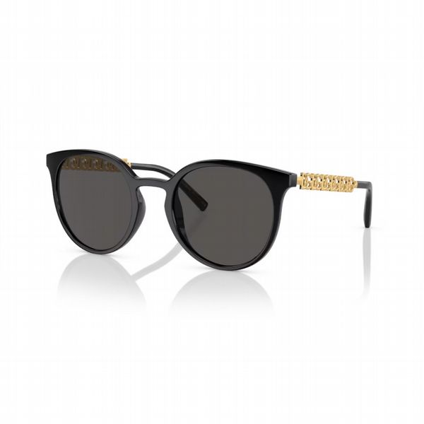 Dolce & Gabbana Black and Gold Frame with Dark Grey Lens - Size Large