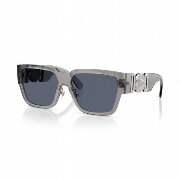 Versace Grey Transparent Frame with Dark Grey Lens - Size Large