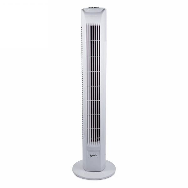 Igenix Tower Fan, Oscillating, 7.5 Hour Timer, 29 Inch, White