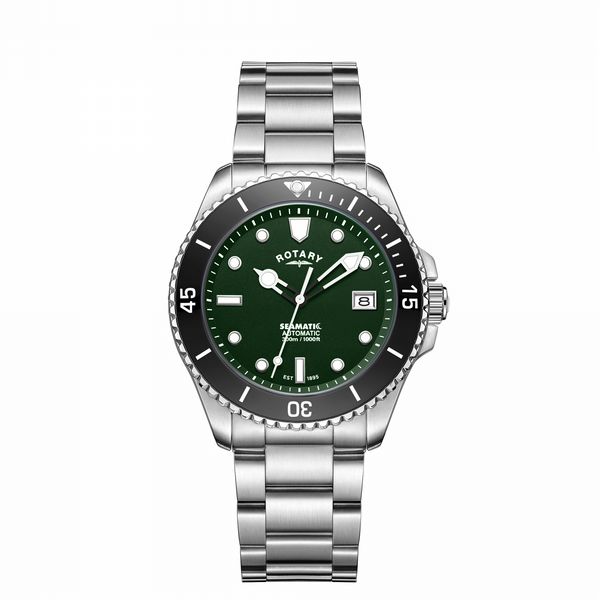 Rotary Men's Seamatic 300 SS Bracelet Green Dial 300m