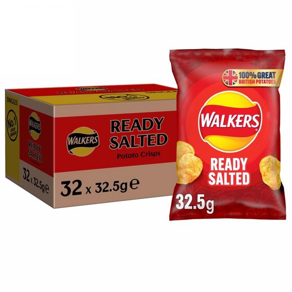 Walkers Ready Salted Crisps 32.5g (32 pack)