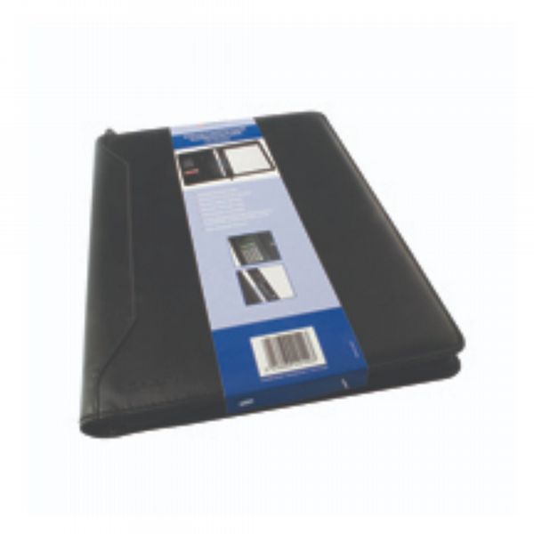Monolith Leather Look Conference Folder with A4 Pad and Calculator Black 2914