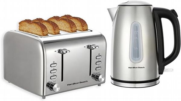 Hamilton Beach Rise Kettle & 4 Slice Toaster Bundle Polish