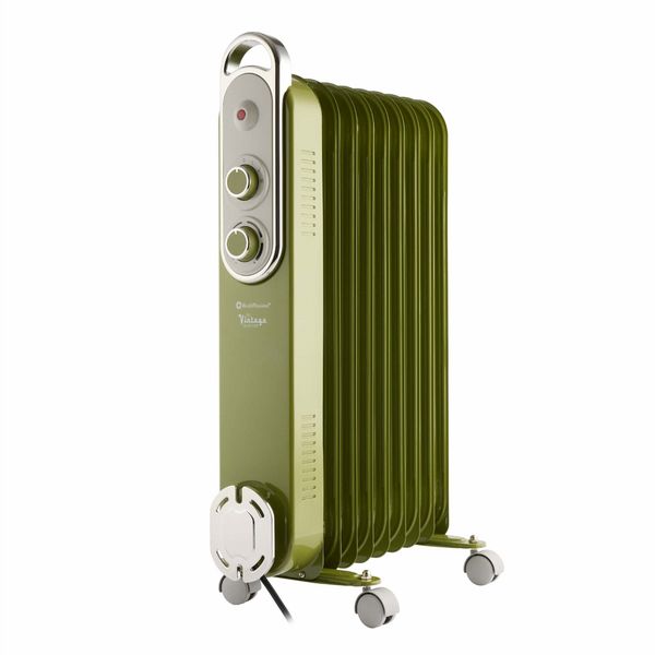 REDIFFUSION VINTAGE 9 FIN OIL FILLED RADIATOR GREEN