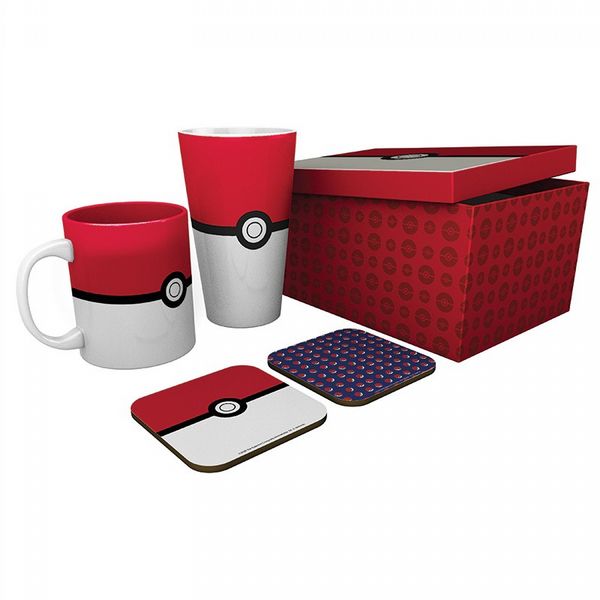 Pokemon Pokeball Mug, 400ml Glass & 2 Coasters Collectable Gift Box