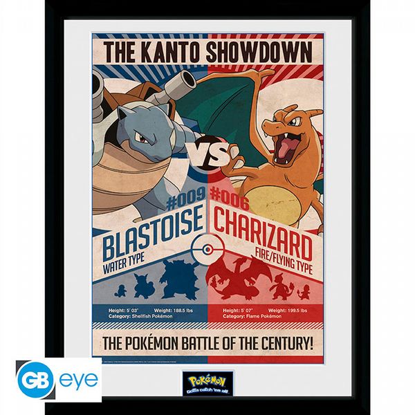 Pokemon Red vs Blue  30 x 40cm Framed Collector Print