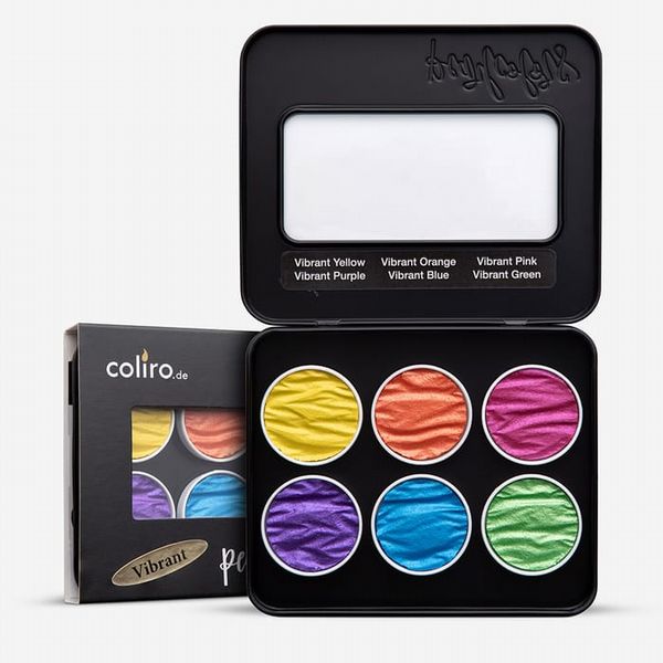 Coliro : Pearlcolors : Mica Watercolour Paint : 30mm : Vibrant Set of 6
